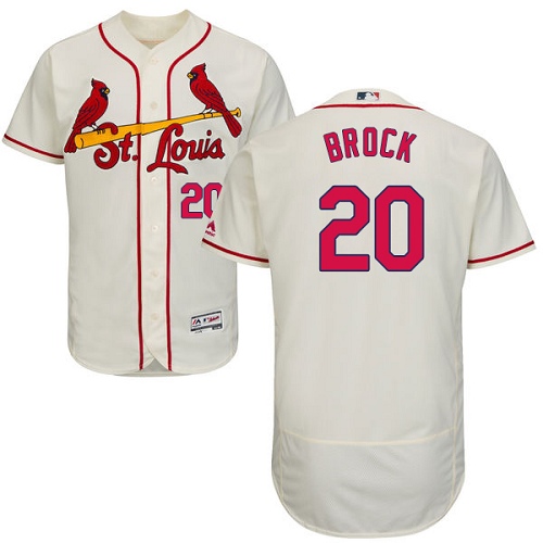 Cardinals #20 Lou Brock Cream Flexbase Authentic Collection Stitched MLB Jersey - Click Image to Close